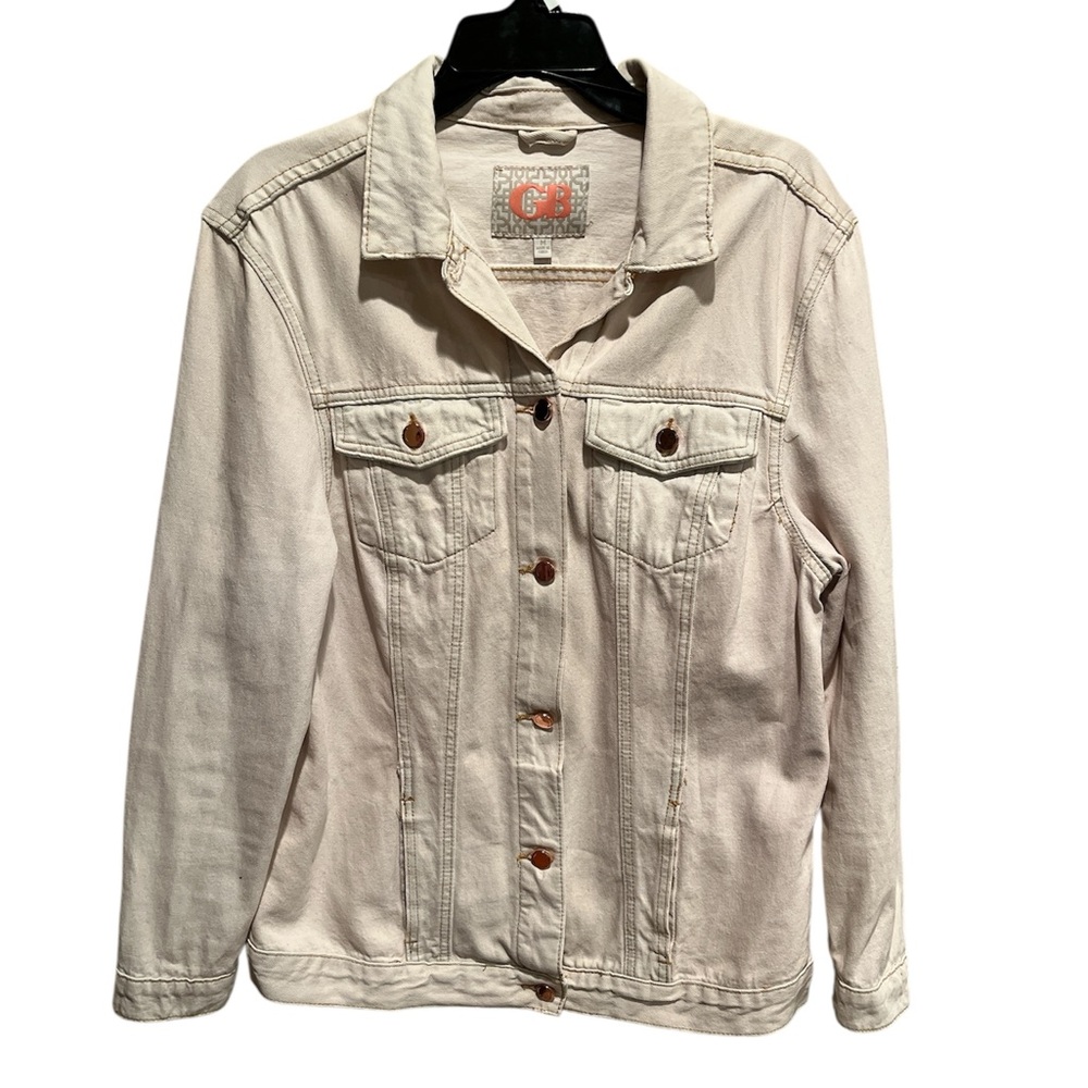Gianni Bini Cream Cotton Jean Jacket Size Medium